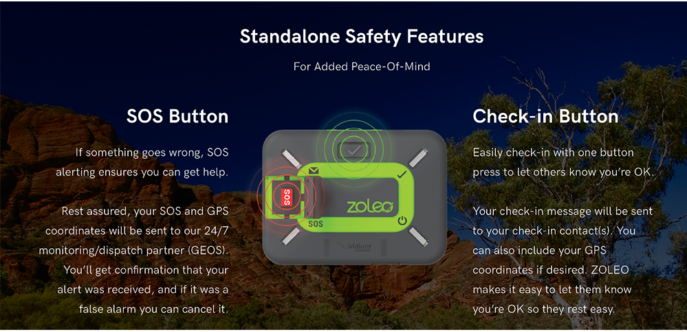 ZOLEO Global Satellite Communicator Standalone Safety Features